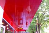 A roof made from red fiberglass